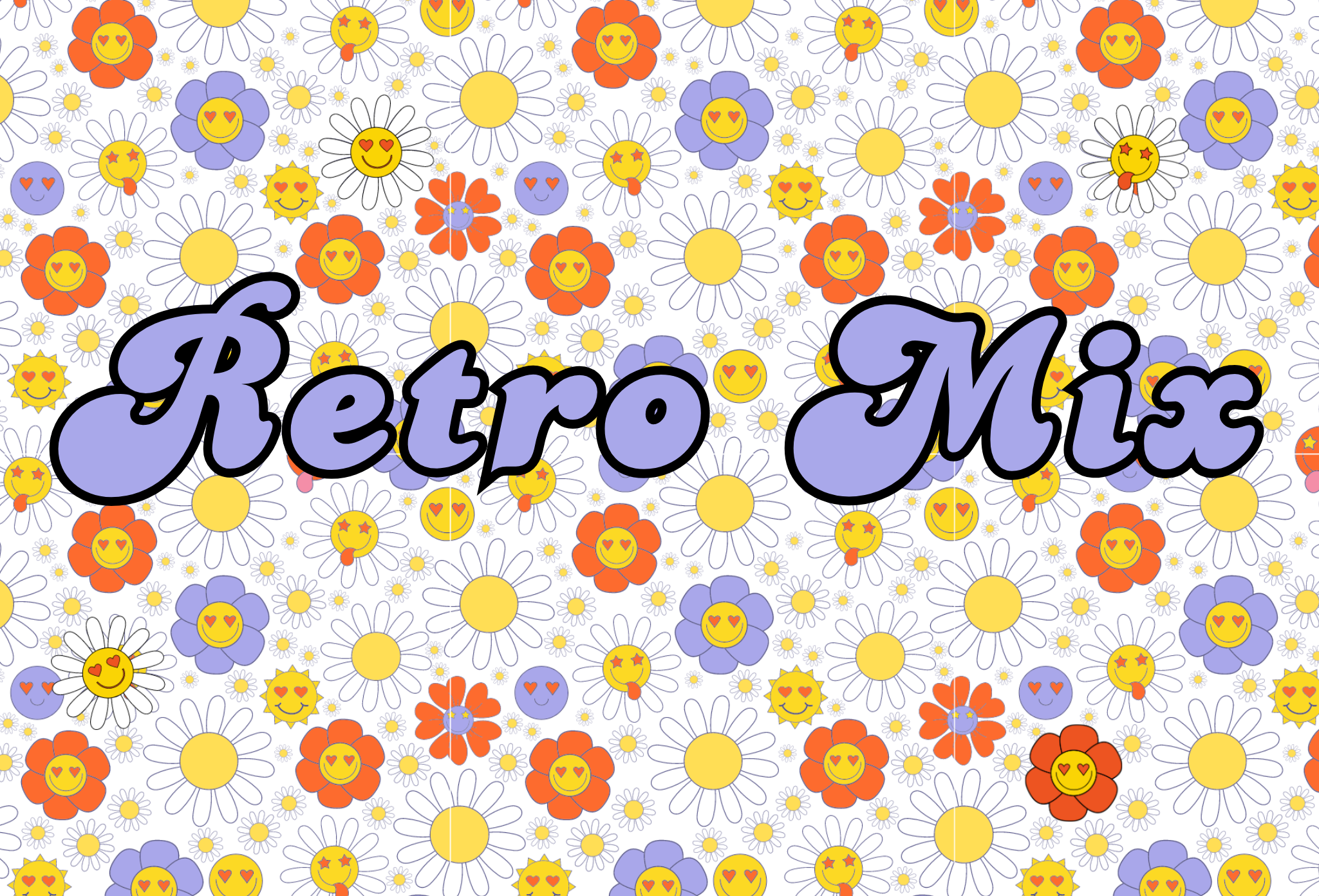 Retro flower background with the text 